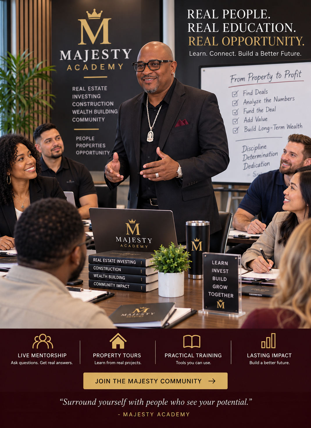 Illustrative Majesty Academy community marketing concept